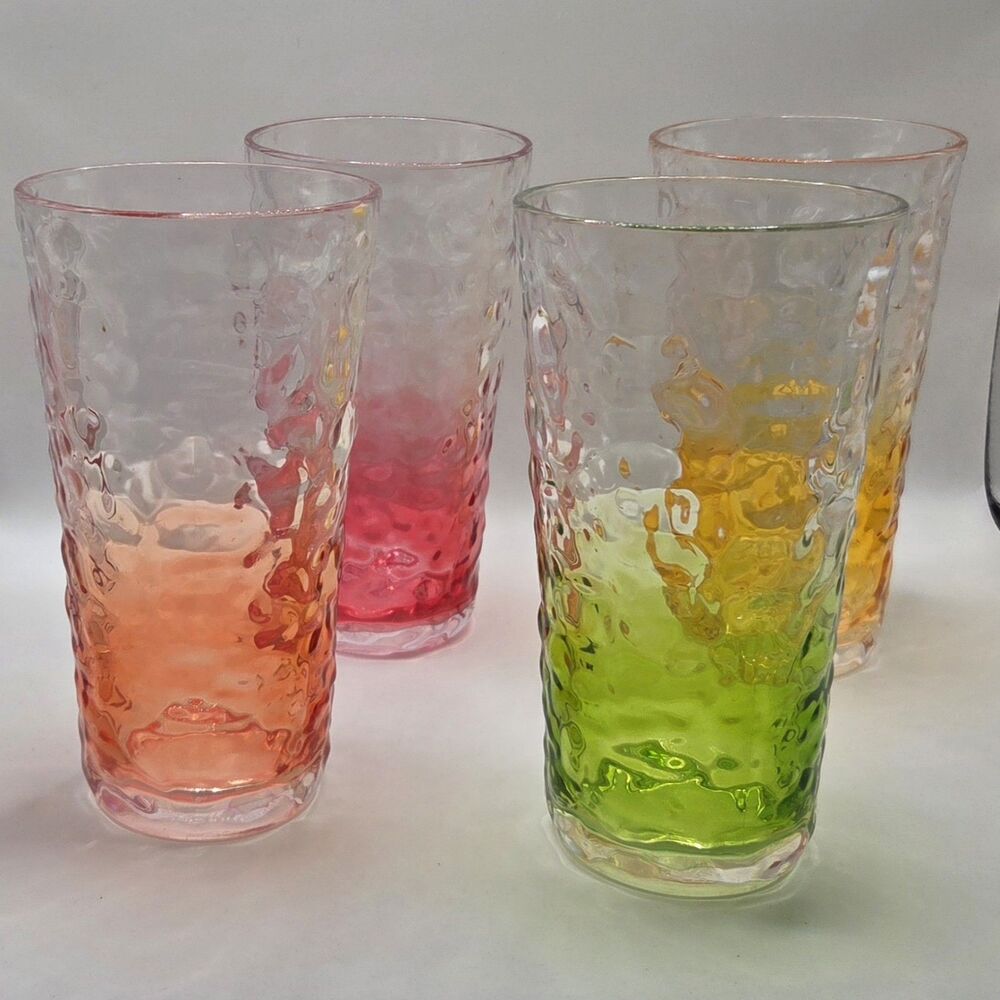 4 Colorful Double Highball Tumblers 24 oz Retro-Look Once Sold at COSTCO